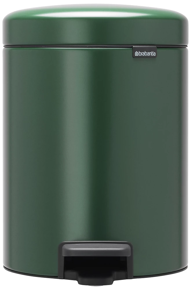 Brabantia NewIcon pedálos hulladékgyűjtő szagmentesen záródó Soft-Close fedél, műanyag tartály, 5L - W méret, acél, fenyőzöld - 304026