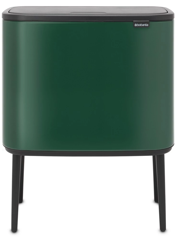 Brabantia Bo Touch Bin nyomófedeles szelektív hulladékgyűjtő, magasított, lábakon álló, műanyag tartály, 11+23L - X+J méret, acél, fenyőzöld - 304187