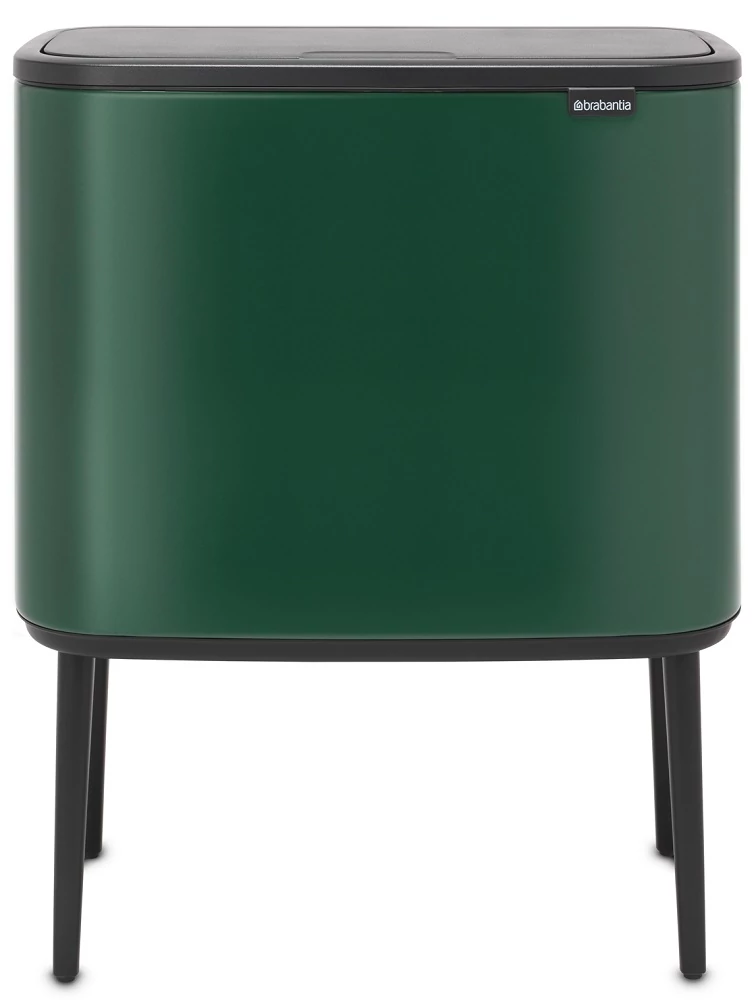 Brabantia Bo Touch Bin nyomófedeles szelektív hulladékgyűjtő, magasított, lábakon álló, műanyag tartály, 3x11L - X méret, acél, fenyőzöld - 304200
