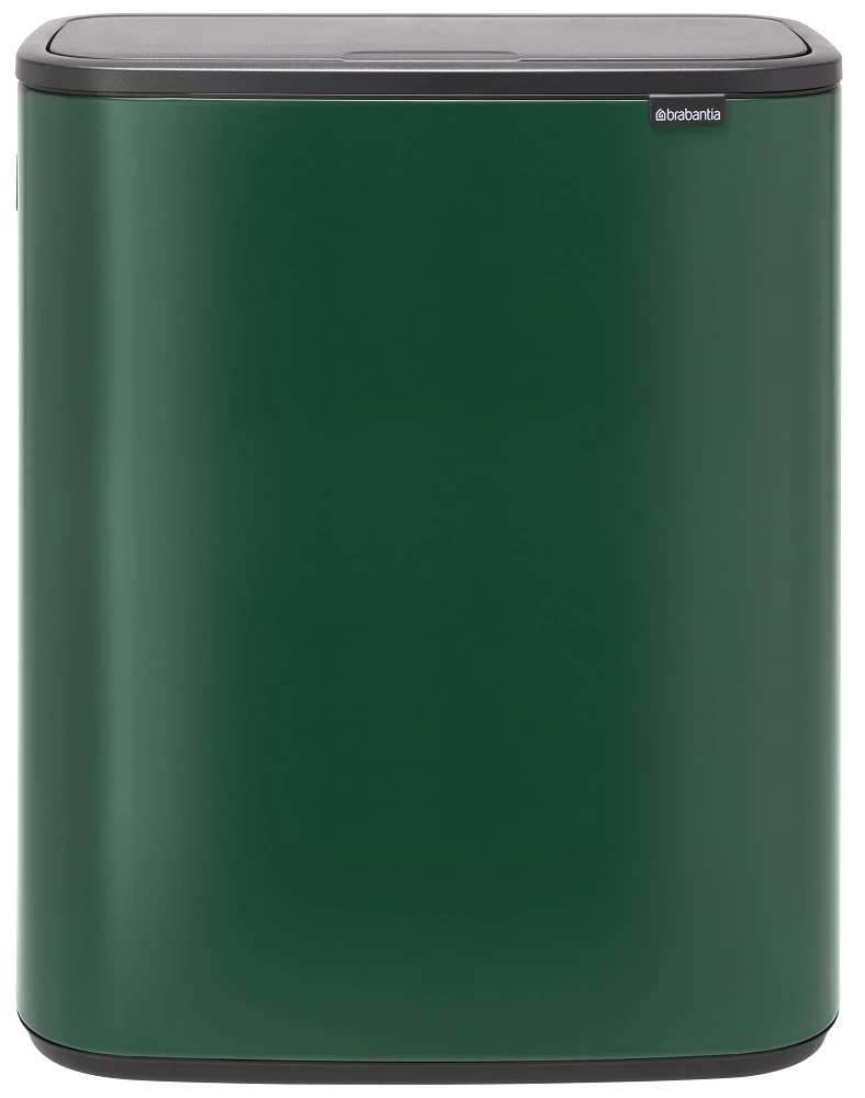 Brabantia Bo Touch Bin nyomófedeles hulladékgyűjtő XXL, padlón álló, műanyag tartály, 60L - M méret, acél, fenyőzöld - 304248