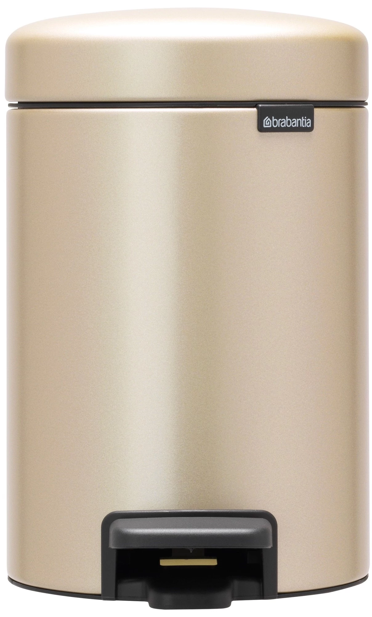 Brabantia NewIcon pedálos hulladékgyűjtő szagmentesen záródó Soft-Close fedél, műanyag tartály, 3L - V méret, acél, aranyfényű - 304408