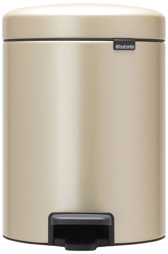 Brabantia NewIcon pedálos hulladékgyűjtő szagmentesen záródó Soft-Close fedél, műanyag tartály, 5L - W méret, acél, aranyfényű - 304422