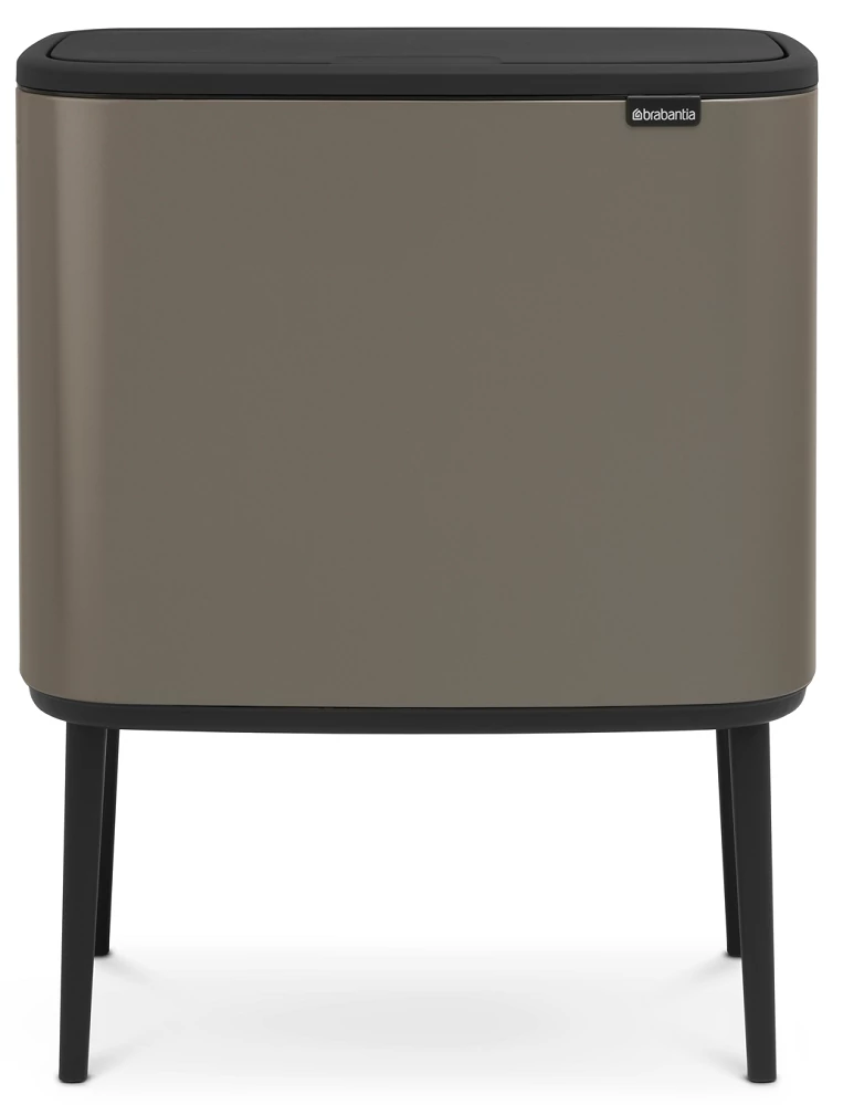 Brabantia Bo Touch Bin nyomófedeles szelektív hulladékgyűjtő, magasított, lábakon álló, műanyag tartály, 3x11L - X méret, acél, platinaszürke - 316043