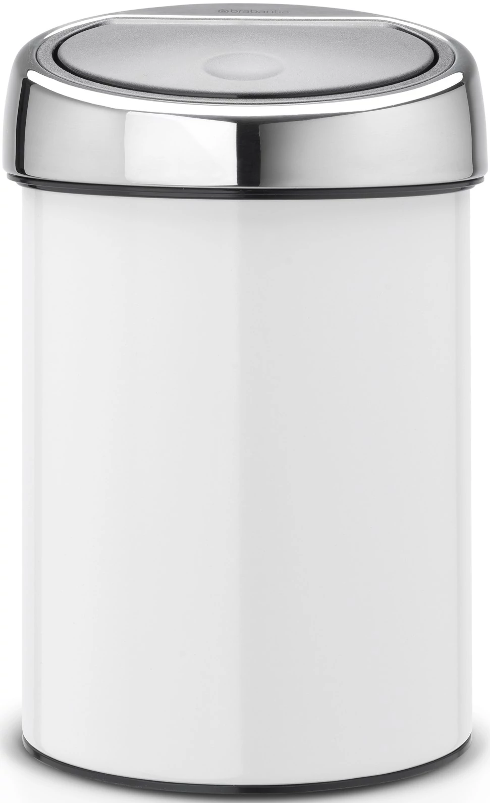 Brabantia Touch Bin fali/álló nyomófedeles hulladékgyűjtő XXS, 3L - A méret, acél fehér test, r.m. acél fényes fedő - 364488