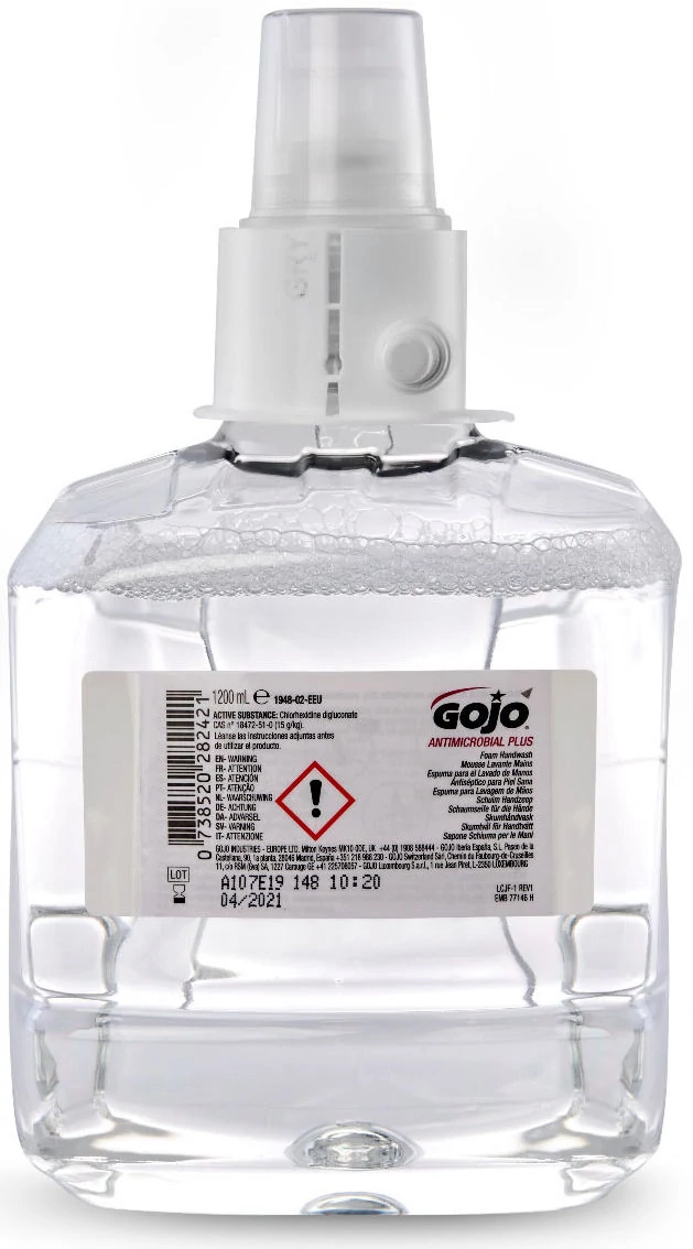 GOJO Antimikrobiális Plus fertőtlenítő kézmosó habszappan patron, LTX, 1200 ml