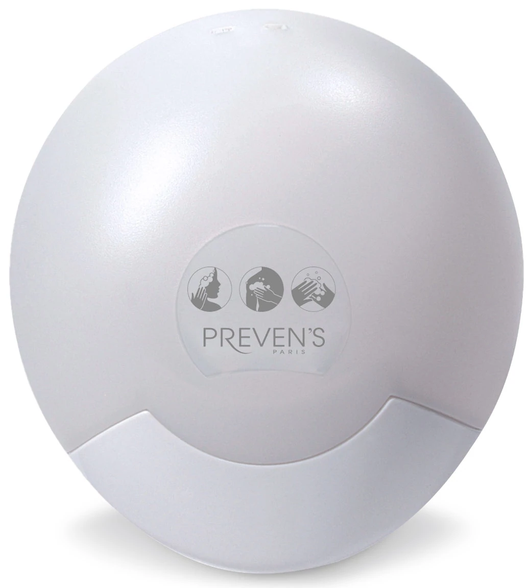 PREVEN'S PARIS Natural  tusfürdő, sampon és szappanadagoló, kerek formájú, 350 ml, törtfehér