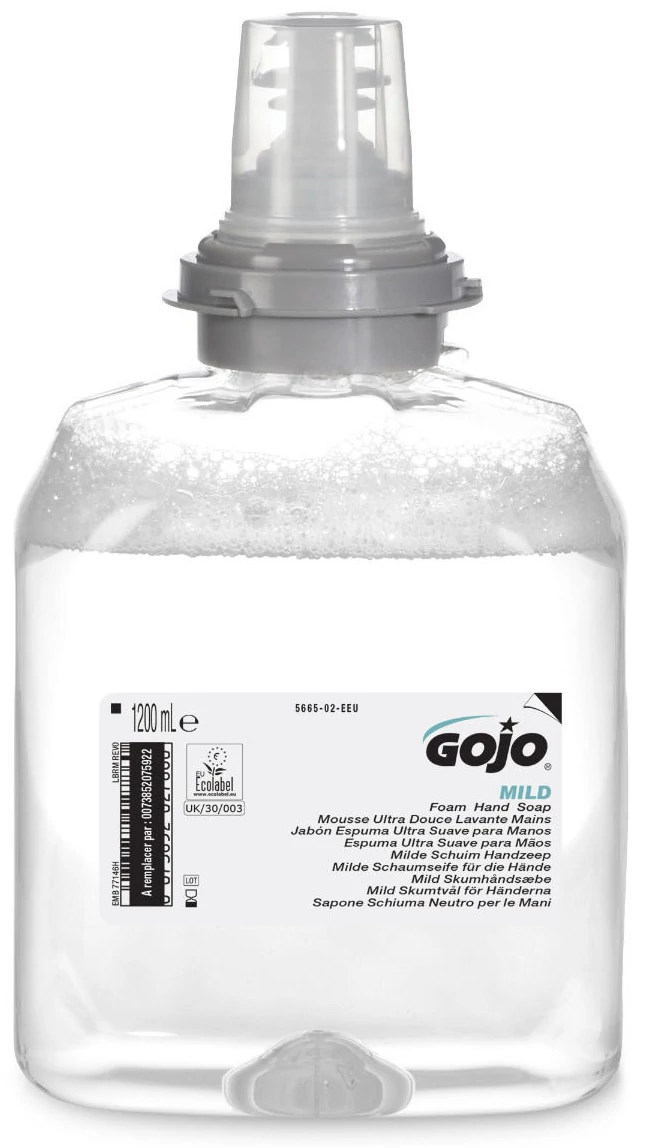 GOJO Mild lágy illatmentes és színezékmentes habszappan utántöltő patron, TFX rendszerhez, 1200 ml