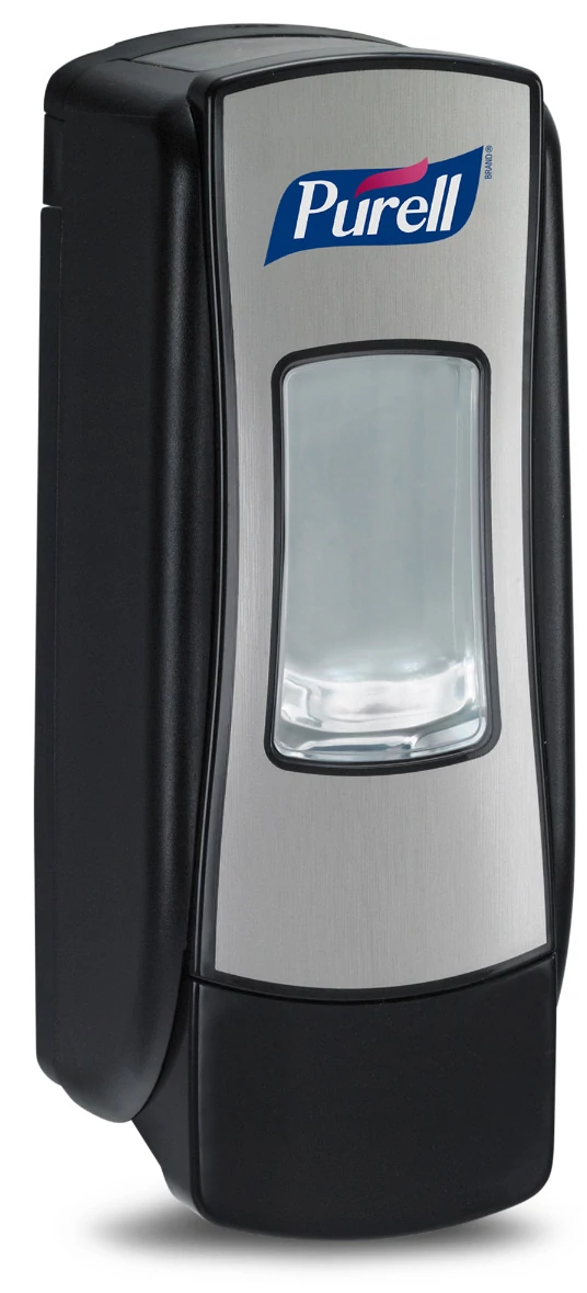 PURELL ADX-7 nyomógombos kézfertőtlenítő gél adagoló, ABS műanyag, fekete/ezüst, 700ml