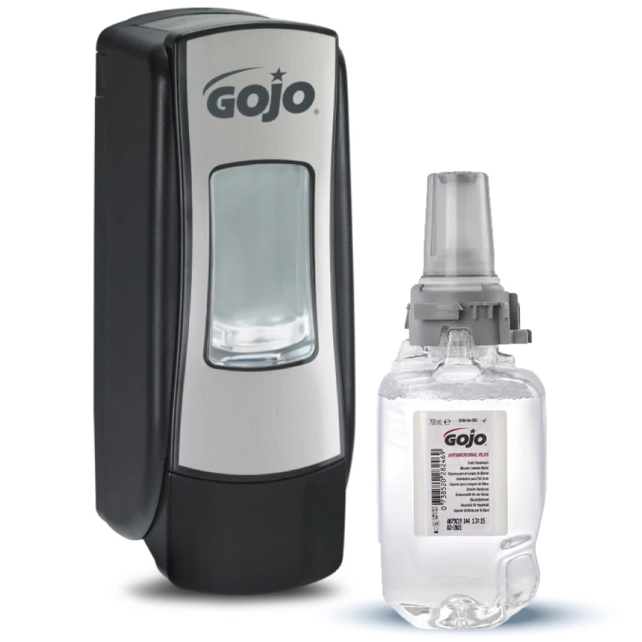 GOJO ADX-7 Starter kezdőcsomag D2 - 1db fekete ADX-7 nyomógombos adagoló + 1db Antimikrobiális Plus habszappan patron 700ml