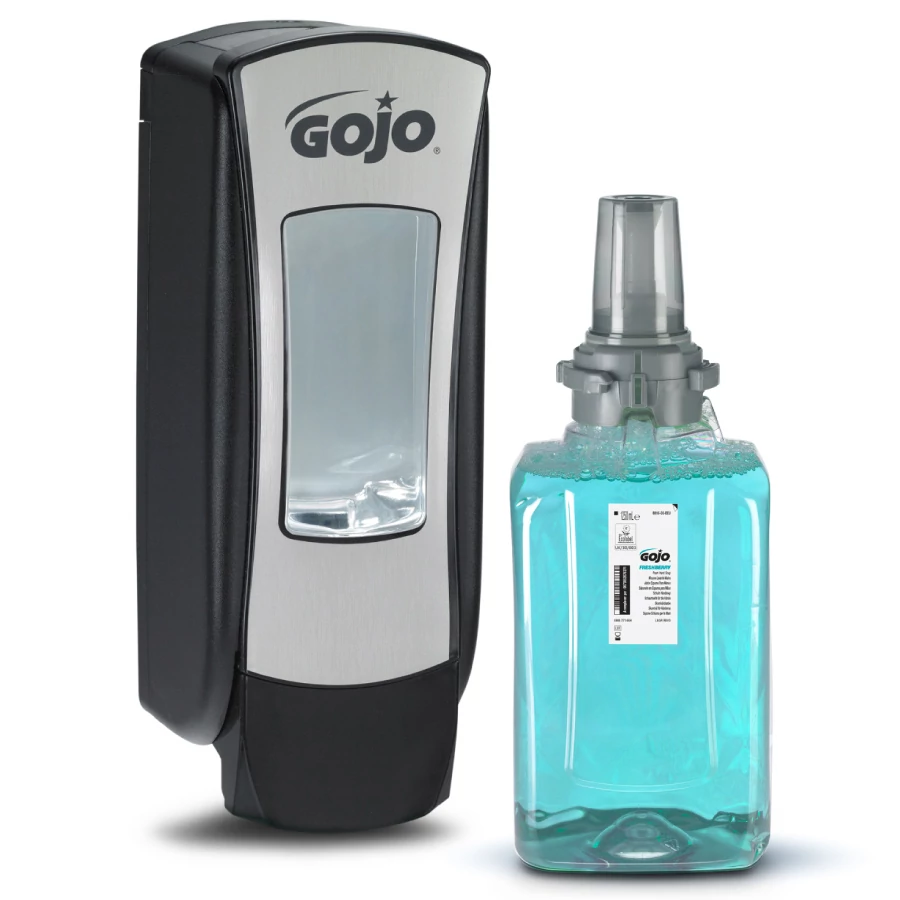 GOJO ADX-12 Starter kezdőcsomag D2 - 1db fekete ADX-12 nyomógombos adagoló + 1db Freshberry habszappan patron 1250ml