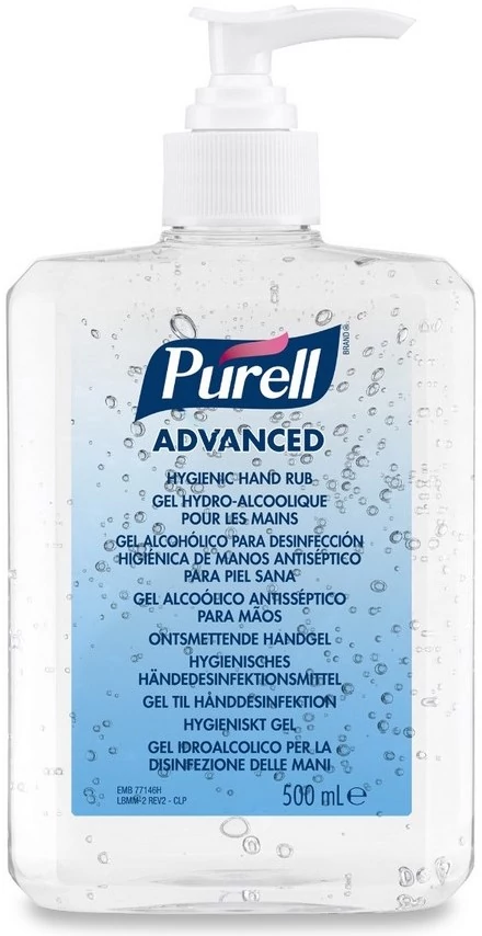 PURELL Advanced kézfertőtlenítő gél, széles hatásspektrum - virucid, fungicid, baktericid, mikobaktericid, OTH engedély, pumpás, 500 ml