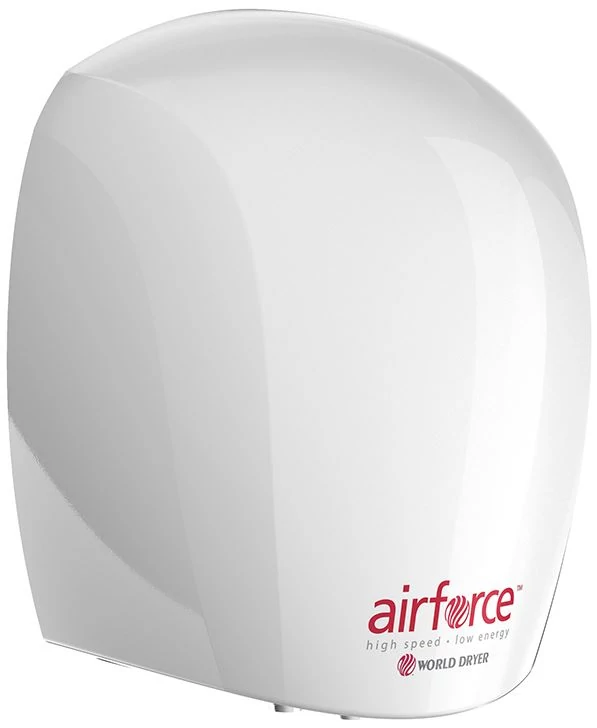 J48-974 WORLD DRYER AIRFORCE antibakteriális kézszárító, alumínium, fehér, 1100 W, 12 mp, 83 dB