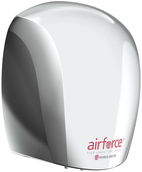 J48-970 WORLD DRYER AIRFORCE antibakteriális kézszárító, alumínium, fényes, 1100 W, 12 mp, 83 dB