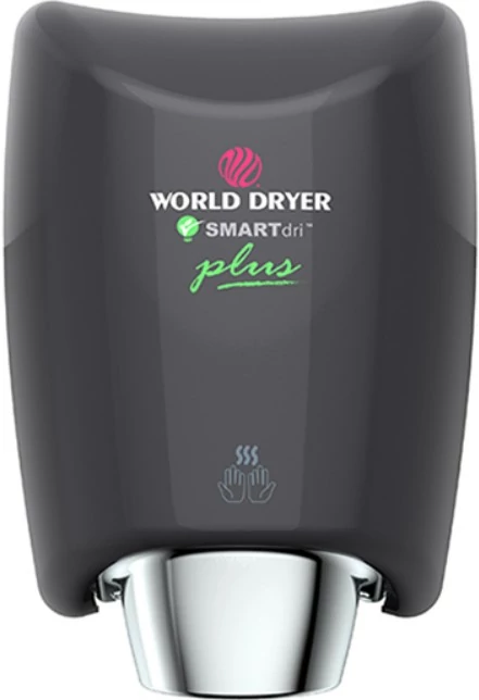 WORLD DRYER SMARTdri Plus okos kézszárító, állítható sebesség és fűtőszál, 400-1200W, 10mp, fekete, K48-162P
