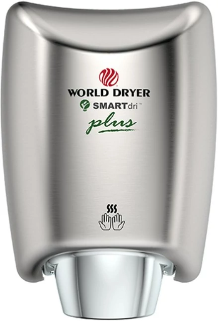 WORLD DRYER SMARTdri Plus okos kézszárító, állítható sebesség és fűtőszál, 400-1200W, 10mp, r.m. acél selyem, K48-973P2