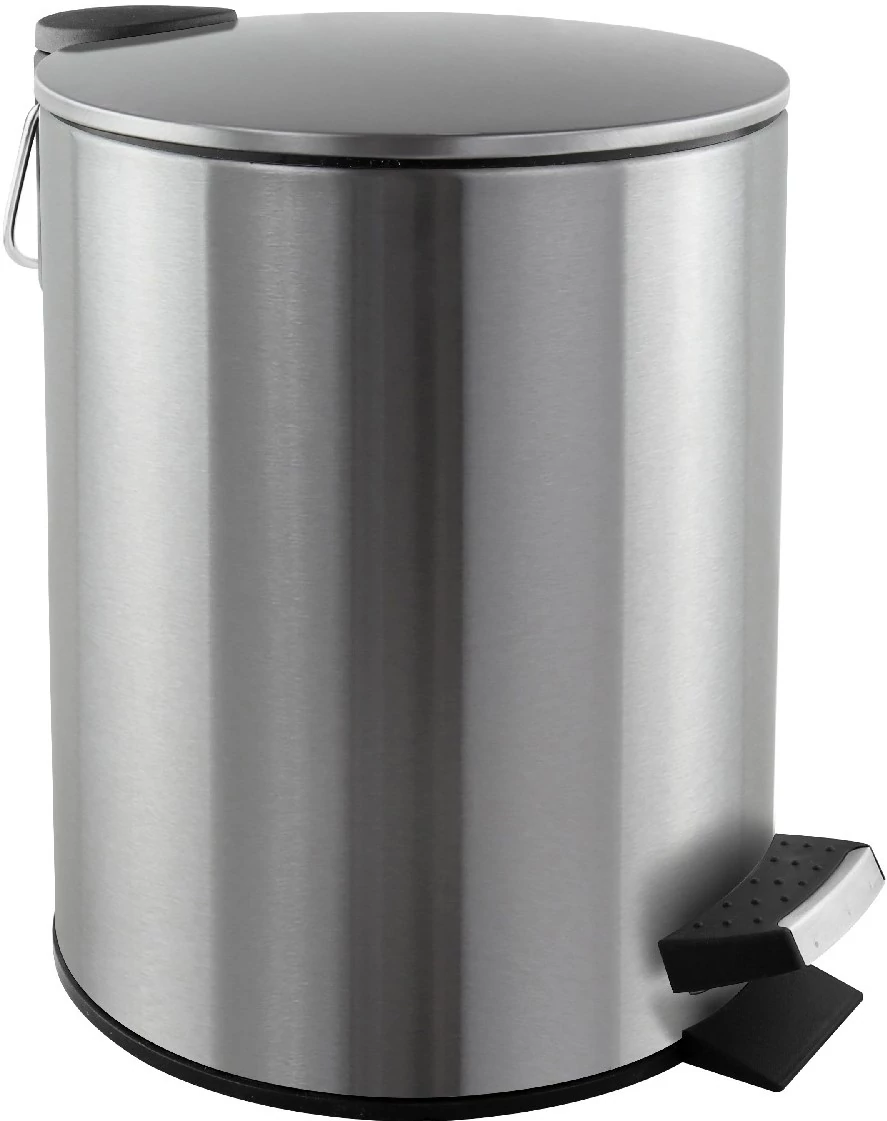 Prémium pedálos hulladékgyűjtő Soft-Close lecsapódásgátló fedéllel, kerek 3L, r.m. acél, selyem
